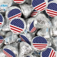 100 Pcs Patriotic Candy Red White & Blue Hershey's Kisses (1lb)
