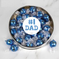 Father's Day Candy Gift Tin with Chocolate Truffles Large Plastic Tin with Sticker