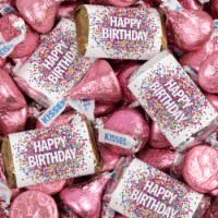 131 Pcs Birthday Candy Party Favors Hershey's Miniatures & Pink Kisses (1.65 lbs)