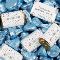 131 Pcs Birthday Candy Party Favors Hershey's Miniatures & Light Blue Kisses - Dots