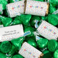 131 Pcs Birthday Candy Party Favors Hershey's Miniatures & Green Kisses (1.65 lbs) - Dots