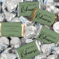 116 Pcs Wedding Rehearsal Dinner Candy Favors Hershey's Miniatures & Kisses - Fern