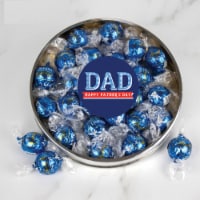 Father's Day Candy Gift Tin with Chocolate Truffles Large Plastic Tin with Sticker