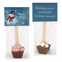 12 Pcs Christmas Hot Chocolate Spoons Milk Chocolate Favors Mini Marshmallows - Snowman