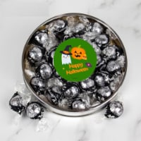 Halloween Candy Gift Tin with Chocolate Truffles Large Plastic Tin with Sticker - Cuties