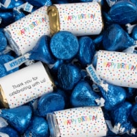 131 Pcs Birthday Candy Party Favors Hershey's Miniatures & Dark Blue Kisses (1.65 lbs) - Dots