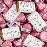 131 Pcs Birthday Candy Party Favors Hershey's Miniatures & Pink Kisses (1.65 lbs) - Dots