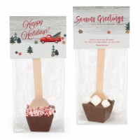 12 Pcs Christmas Hot Chocolate Spoons Milk Chocolate Mini Marshmallows - Happy Holidays