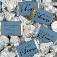 116 Pcs Wedding Rehearsal Dinner Candy Favors Hershey's Miniatures & Kisses - Dusty Blue