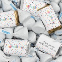 131 Pcs Birthday Candy Party Favors Hershey's Miniatures & White Kisses (1.65 lbs) - Dots