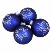 Northlight 4ct Royal Blue and White Snowflake Christmas Ball Ornament 3  (75mm)