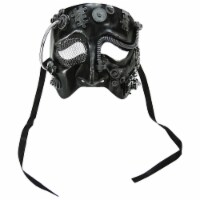 Gallerie II 7  Distressed Black and Silver Industrial Cyborg Halloween Masquerade Mask