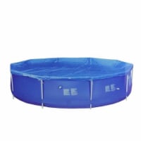Pool Central 32588783 17.25 in. Durable Blue Apertured Round Swimming Pool Cover with Rope Ti