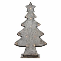 Diva At Home 26.5  Rustic Brown and Gray LED Lighted Christmas Tree Tabletop Decor