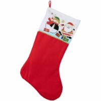 Northlight 19  Traditional Red and White Cuff Christmas Stocking with Santa, Snowman
