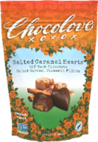 Chocolove® 55% Dark Chocolate Salted Caramel Cinnamon Filling Candy Hearts Pouch Perspective: Main
