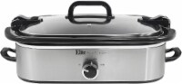 Elite Gourmet Stainless Steel Casserole Slow Cooker with Locking Lid - Silver/Black