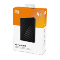 Western Digital My Passport 4TB USB 3.2 Gen 1 External Hard Drive - Black Perspective: Main