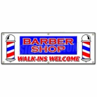 SignMission  24 x 72 in. Barber Shop Walk-Ins Welcome Banner Sign