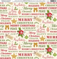 American Crafts Brands Holidays & Events Cardstock 12"X12"-Christmas Phrase