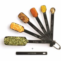 2 Lb Depot Black Measuring Spoons Set of 7 - Bonus Leveler, Rust Proof, Heavy Duty
