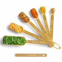 2 Lb Depot Gold Measuring Spoons Set of 7, Bonus Leveler, Baking/Cooking