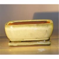 Bonsai Boy L228a 8.5 x 6.5 x 3.5 in. Ceramic Bonsai Pot, Melon Green - Rectangle