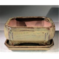 Bonsai Boy L363 6 x 4.5 x 3 in. Ceramic Bonsai Pot, Olive Green - Rectangle
