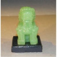 Bonsai Boy e2832 Miniature Glass Chinese Foo Lion with Wooden Stand, Jade Green