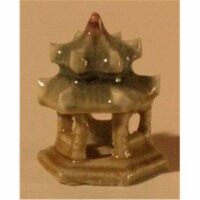 Bonsai Boy d1377 0.75 in. Glazed Six Sided Pavillion Ceramic Figurine, Green