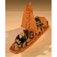 Bonsai Boy e3379 Man on Sampan Boat Glazed Figurine - Large