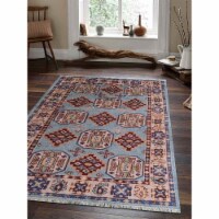 Glitzy Rugs UBSAF0117K3909A11 6 x 9 ft. Hand Knotted Afghan Wool & Silk Kazak Rectangle Area