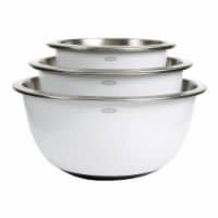 OXO Good Grips 3 Piece Stainless Steel Nesting Kitchen Mixing Bowl Set, White