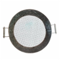 Round Galvanized Steel Compost Sifter with Wire Mesh Design Base, Antique Silver- Saltoro
