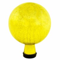 Achla Designs 6 Inch Gazing Glass Crackle Globe Sphere Garden Ornament, Lemon