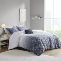 Gracie Mills Ombre Printed Clipped Jacquard Comforter Set Navy Full/Queen