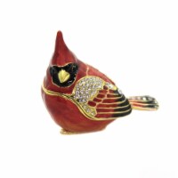 Hinged Trinket Box Mini Cardinal Box Metal Bird Red Austrian Crystals 3921