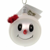 Golden Bell Collection Snowman With Red Pom Hat Glass Glittered Ornament Sn707a