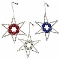 Santa Land Patriotic Starlets Set / 3 Ornament Beaded American Stars 21R1070