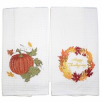 Decorative Towel Red Autumn Thanksgiving Wreath Fall Leaves Pumpkin C86100776-74