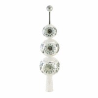 Blu Bom Triple Reflector Gray Finial Tree Topper Holly Grey Berries 19031 .