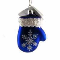 Golden Bell Collection Mitten With Snowflake Christmas Ornament Nvv161 Blue