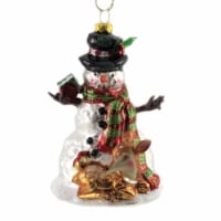 Holiday Ornament Snowman With Deer Glass Christmas Red Bird 3698308 Black