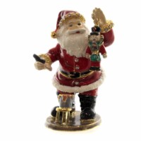 Hinged Trinket Box Santa With Nutcracker Metal Christmas Paint 3757