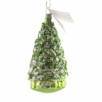 Golden Bell Collection Lime Green Tree W/ White Balls Ornament Christmas Czech Nva035