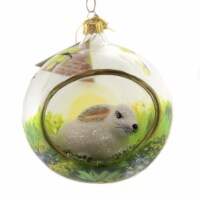 Morawski 4.50in Bunny In Meadow Diorama, Glass, Ornament Ball Butterfly 17379 Perspective: Main
