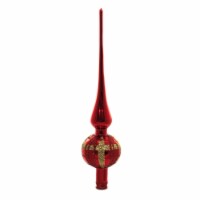 Inge Glas Shiny Red Twisted Lines Finial Tree Topper Glitter Stripe 21205T021