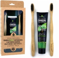 Pursonic 100% Eco Soft Bristles Bamboo Toothbrushes & Charcoal Whitening Toothpaste Set