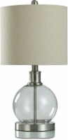 Stylecraft Glass Table Lamp - White/Steel