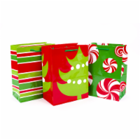 Holiday Medium Bag #72: Hallmark Medium Christmas Gift Bags (Red & Green Icons Pack of 3) Perspective: Main